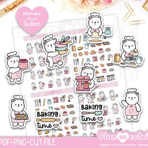 Cleo Baking Time Adesivi, adesivi pianificabili stampabili, adesivi Bullet Journal