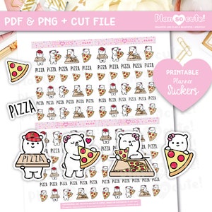 Cleo ama la pizza, adesivi planner stampabili, solo per uso personale.