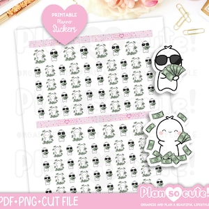 Autocollants Tiny Puppet Pay Day, autocollants de planificateur imprimables, autocollants Bullet Journal, autocollants scolaires