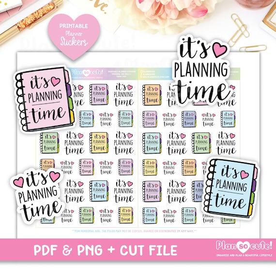 It s Planning Time!, Printable Planner Stickers, Planner, Cricut File, Bullet Journal Stickers, Digital Stickers