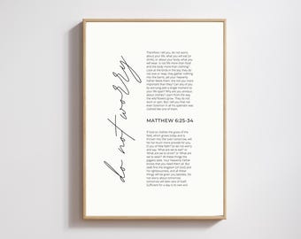 Do Not Worry Digital Download | Do Not Worry Print | Matthew 6 | Do Not Fear | Bible Verse Print | Christian Print | Catholic Wall Art