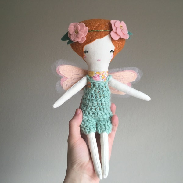 Heirloom Cloth Doll  - 10.25" ish Dress up Doll  with clothing options -Little Fairy by Liberty Lavender Dolls