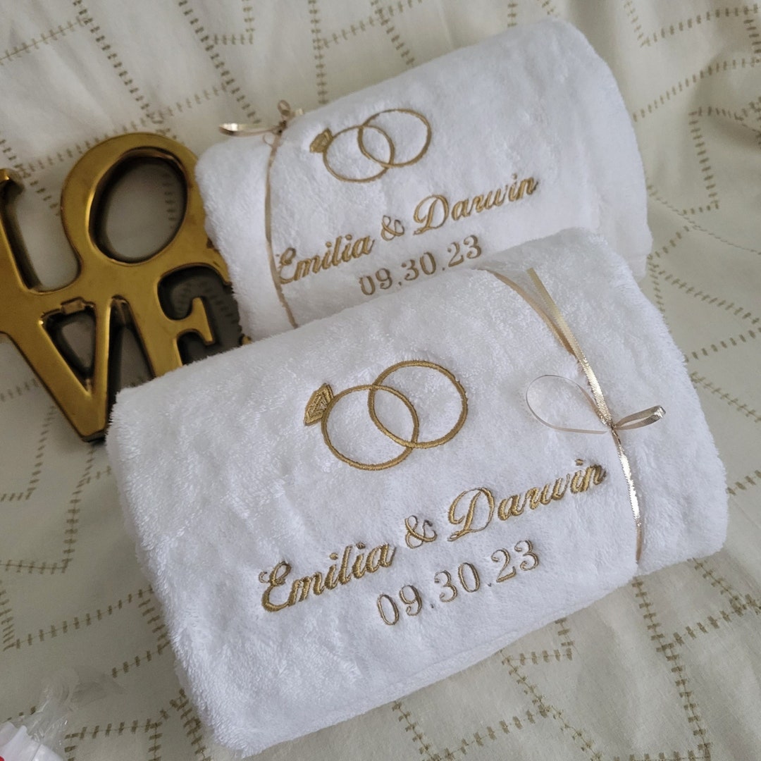 Personalized Embroidered Wedding Bath Towels