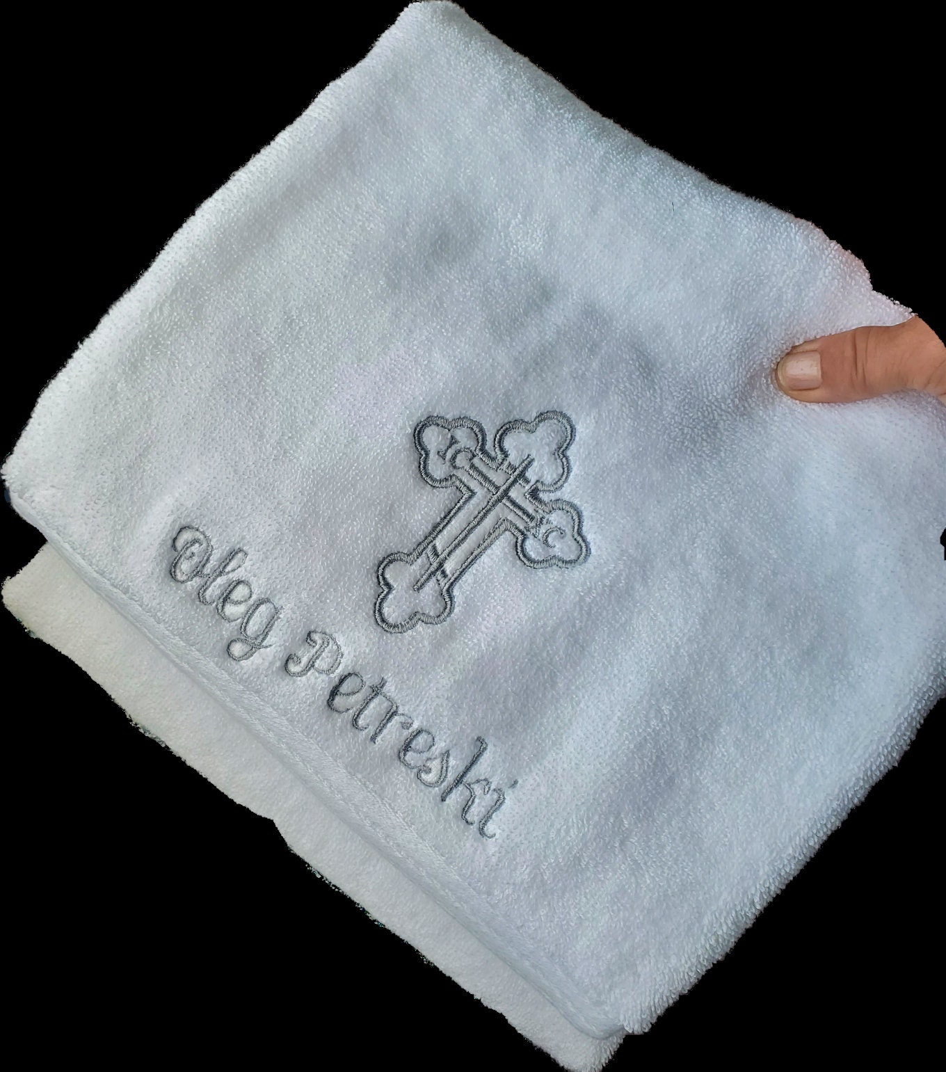 Baptism Towel Embroidered Christening Towel, Personalized Bath Towel