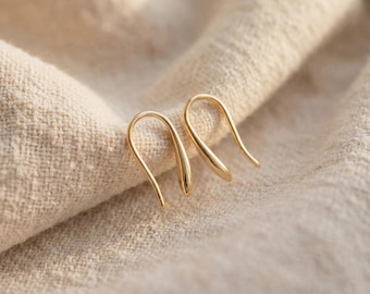 Pendientes minimalistas de aro abierto dorados, pendientes en forma de U, joyería pequeña y delicada para el día a día, regalo para ella.