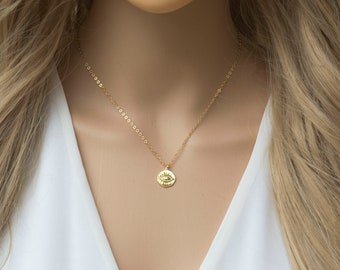 Evil Eye Necklace / Dainty Evil Eye Necklace / Gold Coin Necklace / Simple Charm Necklace /14k Gold Filled Necklace. SSJ379