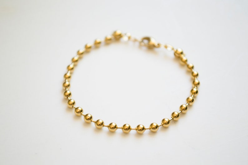 Ball Chain Bracelet / Thick Chain Bracelet / Chain Bracelet / Stacking Bracelet / Beaded Bracelet / Gold Beaded Bracelet. SSJ407 image 1