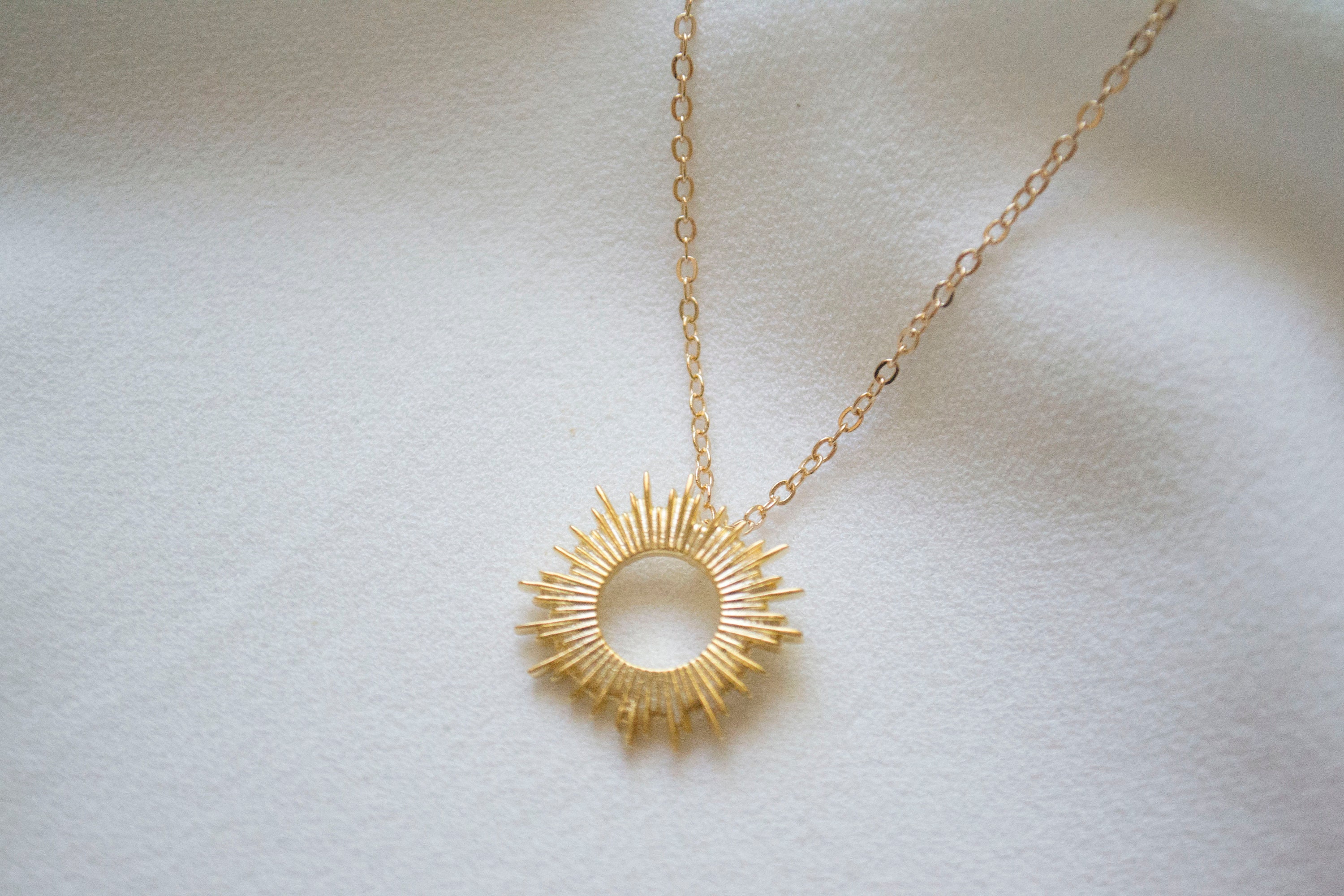 Gold Sun Necklace / Sun Necklace / 14k Gold Filled Necklace / Etsy