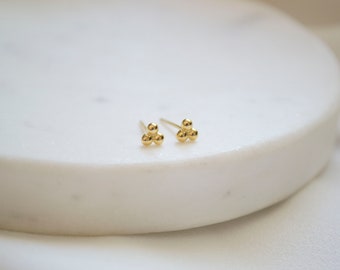 Tiny Dot Stud Earrings / Tiny Stud Earrings / Gold Stud Earrings / Three Ball Gold Studs / Dainty Stud Earrings. SSJ058