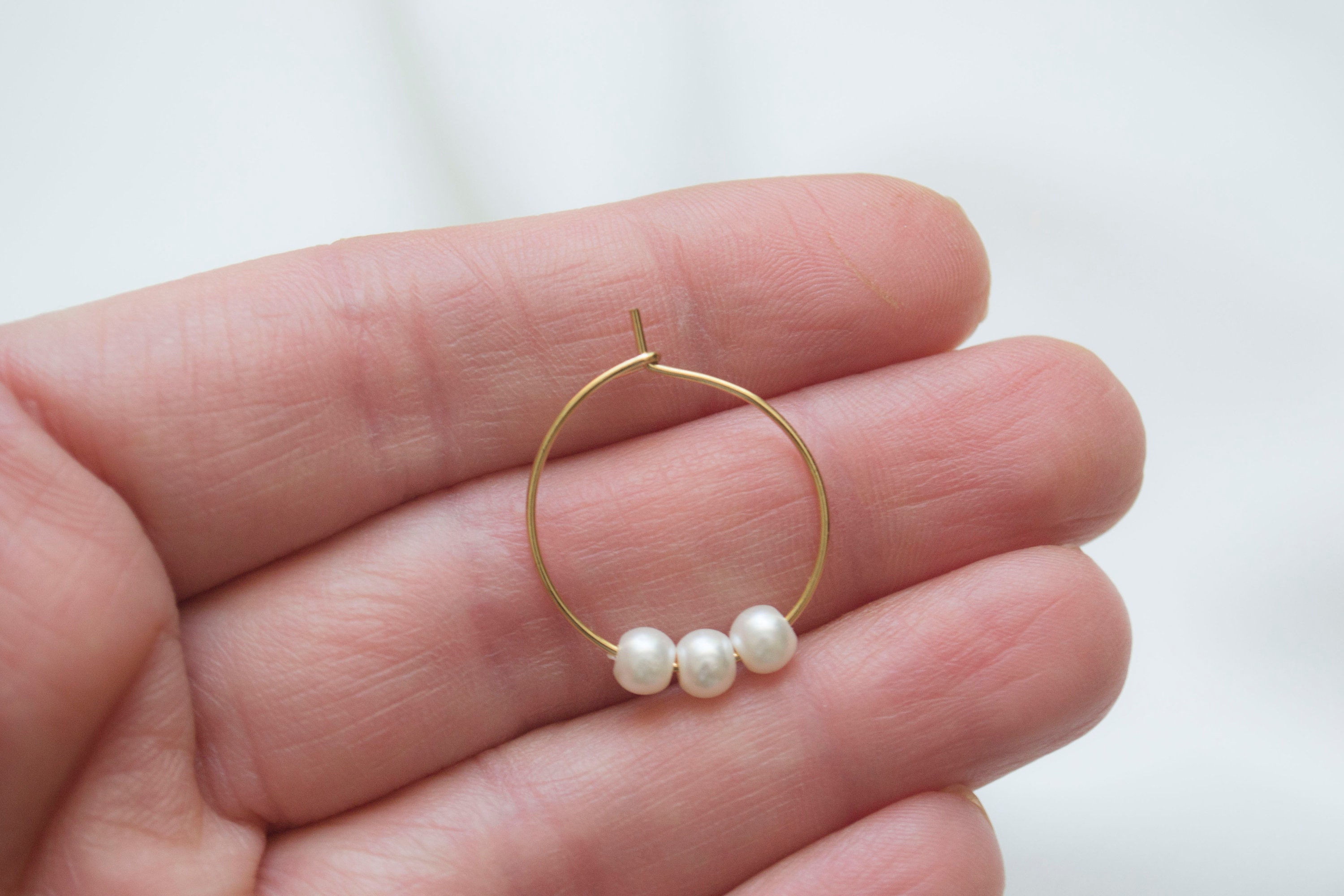 Pearl Hoop Earrings / Gold Hoop Earrings / Hoop Earrings / Etsy