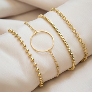 Ball Chain Bracelet / Thick Chain Bracelet / Chain Bracelet / Stacking Bracelet / Beaded Bracelet / Gold Beaded Bracelet. SSJ407 image 7