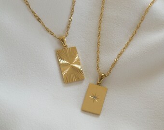 Gold Medallion Necklace / Medallion Necklace / Dainty Gold Necklace / Simple Charm Necklace / North Star Necklace / Gold Necklace.