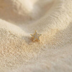 Tiny Pave Star Helix Stud Earrings: 18K Gold Plated Surgical Steel image 2