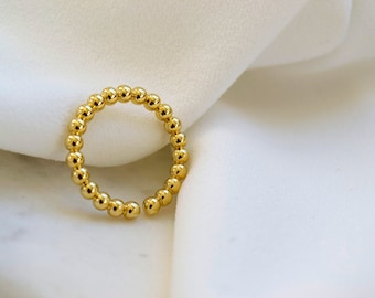 Gouden Kralen Ring / Dunne Ring / 925 Sterling Zilveren Ring / Gouden Ring / Gold Stapelring / Stapelring / Eenvoudige Gouden Ring / Eenvoudige Ring.