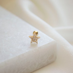 Tiny Pave Star Helix Stud Earrings: 18K Gold Plated Surgical Steel image 6