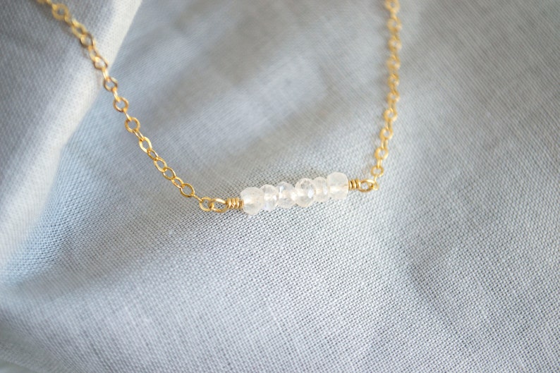 Rainbow Moonstone Necklace Gemstone Bar Necklace Bar Necklace Minimal Necklace Everyday Necklace Dainty Gold Necklace SSJ324