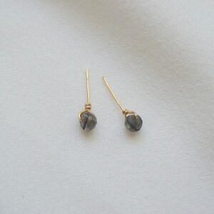 Teeny Tiny Raw Stone Studs / Tiny Stud Earrings / Gold Stud Earrings / Labradorite Studs / 14k Gold Filled Earrings. SSJ013 image 6