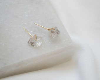 Herkimer Diamond Studs / Stud Earrings / Raw Herkimer Diamond Studs / Raw Stone Earrings / Gold Studs / Gold Stud Earrings. SSJ020