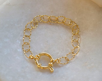 Dainty Link Chain Bracelet / Link Chain Bracelet / Gold Chain Bracelet / Stack Bracelet / Gold Bracelet / Big Clasp Bracelet.