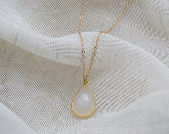 Teardrop Necklace / Teardrop Necklace Gold / 14k Gold Filled Necklace / Gemstone Necklace / Delicate Gemstone Necklace  SSJ002
