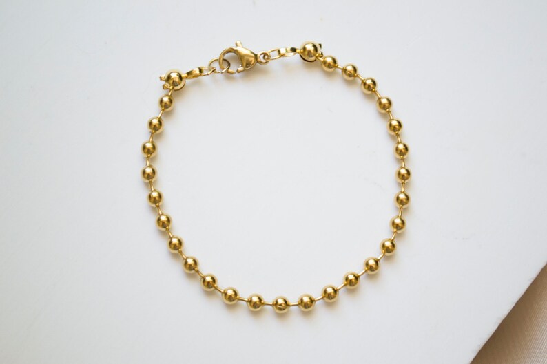 Ball Chain Bracelet / Thick Chain Bracelet / Chain Bracelet / Stacking Bracelet / Beaded Bracelet / Gold Beaded Bracelet. SSJ407 image 9