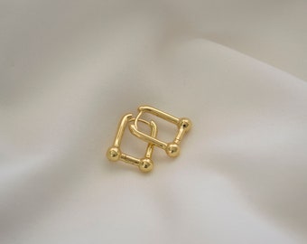 Square Hoops / Gold Square Hoops / Gold Hoop Earrings / Geometric Hoop Earrings / Small Gold Hoop / Hoop Earrings.