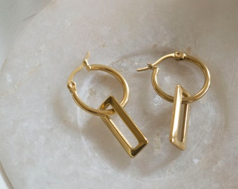 Gold Hoops / Hoop Earrings / Thick Hoop Earrings / Gold Hoop Earrings / Hoops / Hoops Gold / Hoop Earrings with Charm.