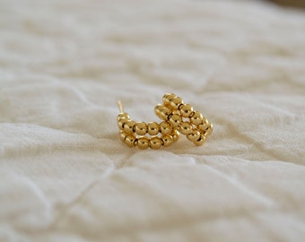 Beaded Hoop Earrings / Gold Spike Hoops / Gold Hoop Earrings / Small Hoop Earrings / Small Gold Hoops / Hoop Earrings / Huggie Hoops.