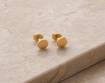 Gold Stud Earrings, Small Dot Studs, Disc Earrings, Circle Studs, Minimal Gold Jewelry, Everyday Earrings