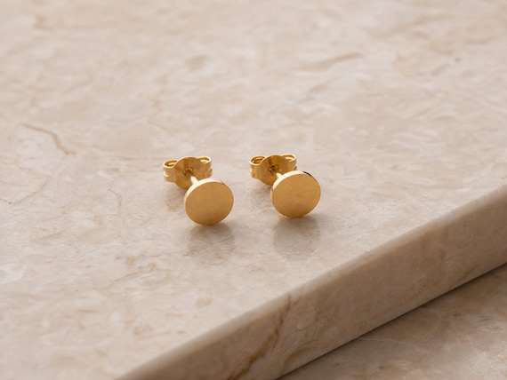Gold Stud Earrings, Small Dot Studs, Disc Earrings, Circle Studs, Minimal Gold Jewelry, Everyday Earrings