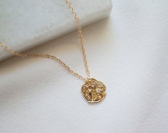 Gold Coin Necklace / Small Coin Necklace / 14k Gold Filled Necklace / Layering Necklace / Coin Necklace / Gold Necklace. SSJ130