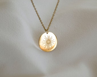 Gold Sun Necklace / Sunburst Necklace / Coin Necklace / Evil Eye Necklace / Dainty Gold Necklace / Gold Disk Necklace.