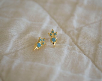 Tiny Turquoise Stud Earrings / Tiny Stud Earrings / Tiny Turquoise Earrings / Gold Studs / Dainty Stud Earrings/ Stud Earrings. SSJ115