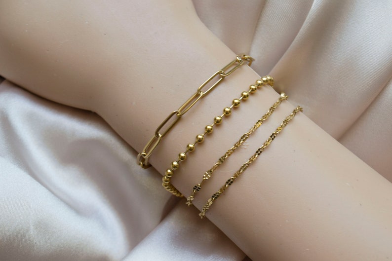 Ball Chain Bracelet / Thick Chain Bracelet / Chain Bracelet / Stacking Bracelet / Beaded Bracelet / Gold Beaded Bracelet. SSJ407 image 3