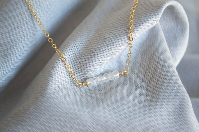 Rainbow Moonstone Necklace Gemstone Bar Necklace Bar Necklace Minimal Necklace Everyday Necklace Dainty Gold Necklace SSJ324