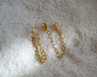 Gold Chain Earrings / Drop Chain Earring / Stud Earrings / Dangle Chain Earring / Long Earrings / Drop Stud Earrings / Minimalist Earrings.