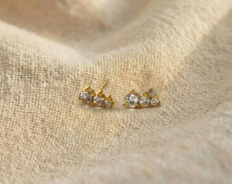 Zircon Stud Earrings Gold CZ Stud Earrings Dainty Minimal Stud Earrings Everyday Jewelry