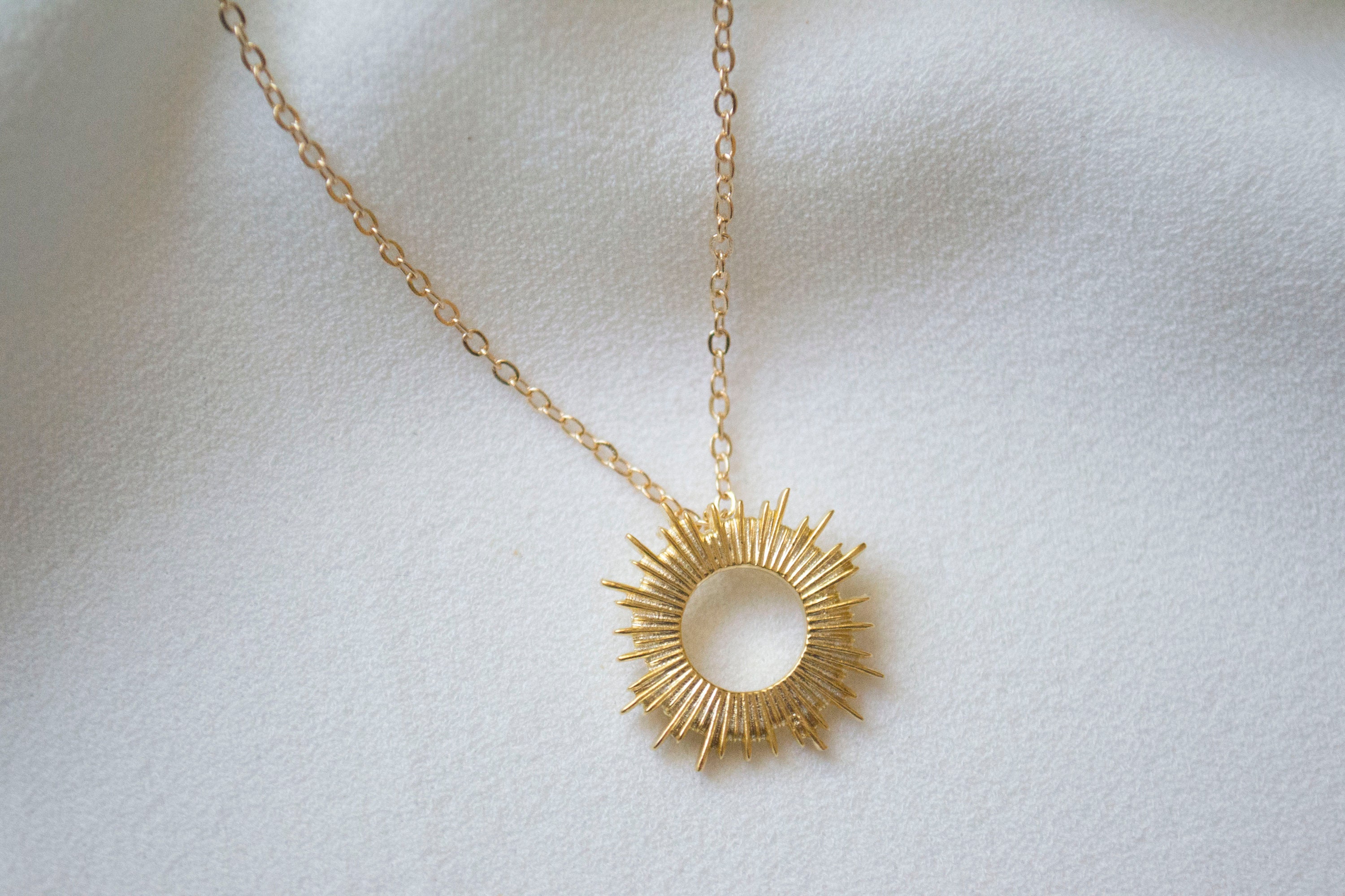Gold Sun Necklace / Sun Necklace / 14k Gold Filled Necklace / Etsy