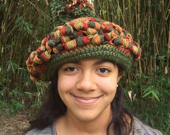 Crochet Beret with Band and Pom Pom