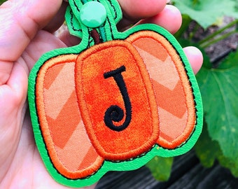 Pumpkin Key chain,Pumpkin Snap Tob, Applique Pumpkin Key chain, Personalize pumpkin key chain, Halloween gift.