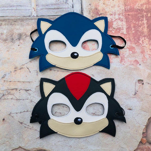 Blue Hedgehog Mask, embroidered mask, Halloween mask, Birthday Pary, Halloween costume,Sonic and Shadow.SIZE: KIDS