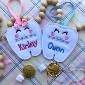 Tooth Fairy Pouch, Embroidered Tooth Fairy, Personalize Gift, Birthday Gift