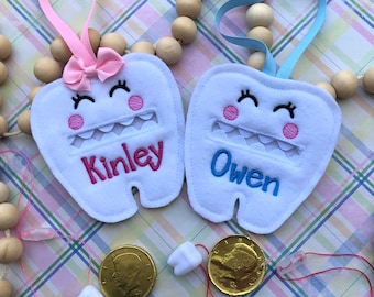 Tooth Fairy Pouch, Embroidered Tooth Fairy, Personalize Gift, Birthday Gift