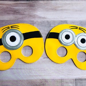 Yellow monster mask, Halloween costume, Embroidered mask, Dress up costume, Minion mask,SIZE: KIDS