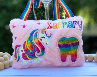 Unicorn Tooth Fairy Pillow, Personalize Pillow, Birthday gift, Baby shower Gift, Tooth fairy Pillow