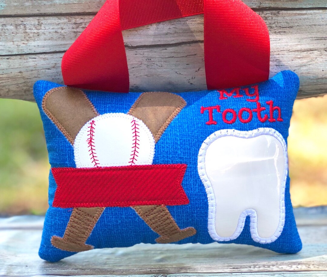 Tooth Baseball Baseball Tooth Fairy Pillow | Embroidered Boy Sports Pillow | Birthday ...