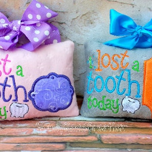 NR.235 Tooth Fairy Pillow, Embroidered Pillow,  Personalized gift. Ready To Ship.