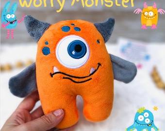 WORRY MOSTER, Worry/Anxiety Monsters, Worry Monster Toy, Birthday Gift, Christams Gift, Embroidered Monster,