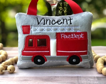 402 Fire Truck Tooth Fairy Pillow | Personalized Birthday Gift| Embroidered  Keepsake | Handmade Tooth Holder