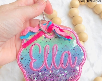 Personalize Fabric Bag Tag |  Embroidered Glitter Name Shaker |  Back to School | Backpack tag.